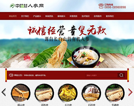 中醫(yī)藥藥材人參類網(wǎng)站模板